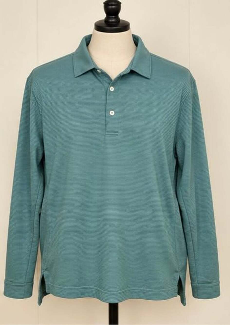 Peter Millar Summer Comfort Long Sleeve Striped Performance Polo Green Size L